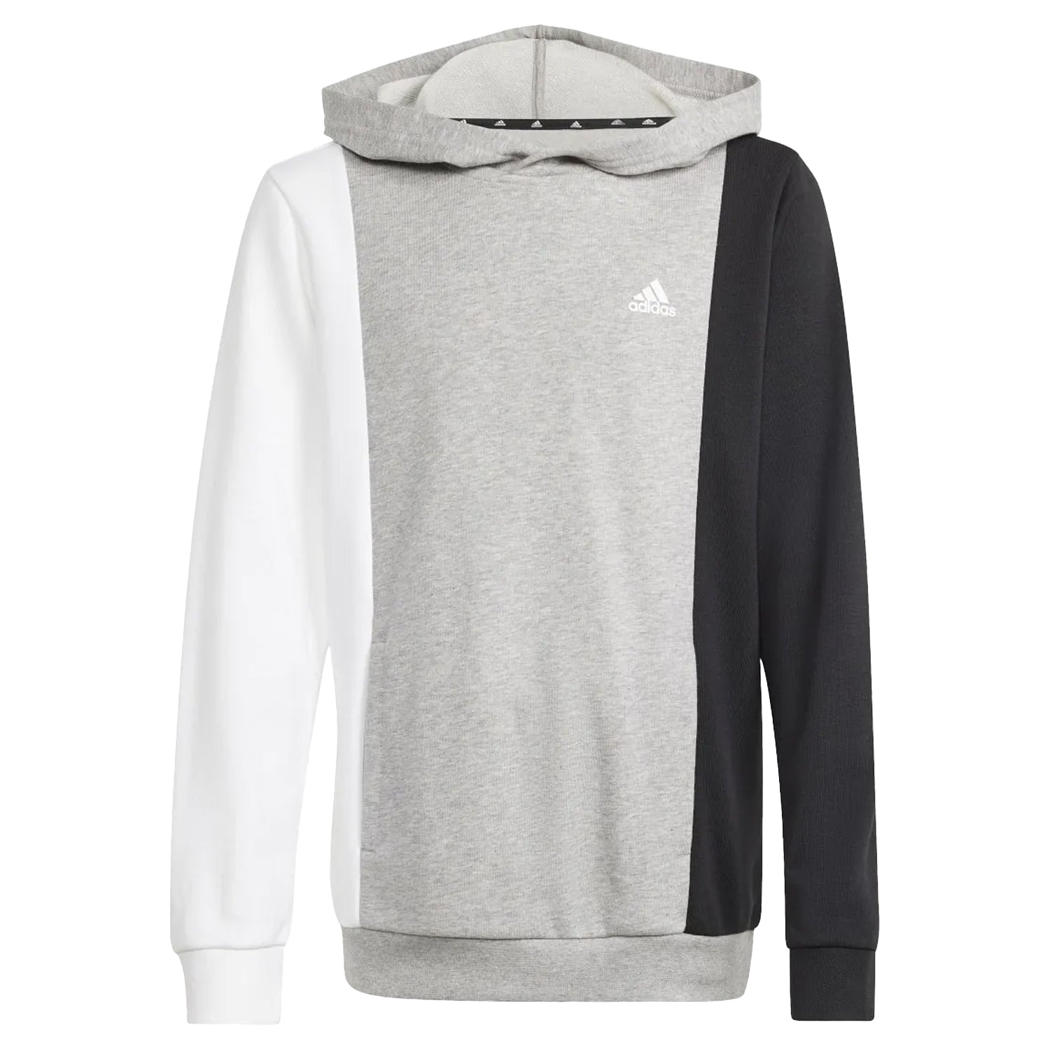 Grey-White-Black - Front - Adidas Childrens-Kids Essentials Colour Block Hoodie