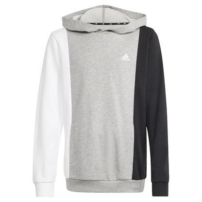Grey-White-Black - Front - Adidas Childrens-Kids Essentials Colour Block Hoodie