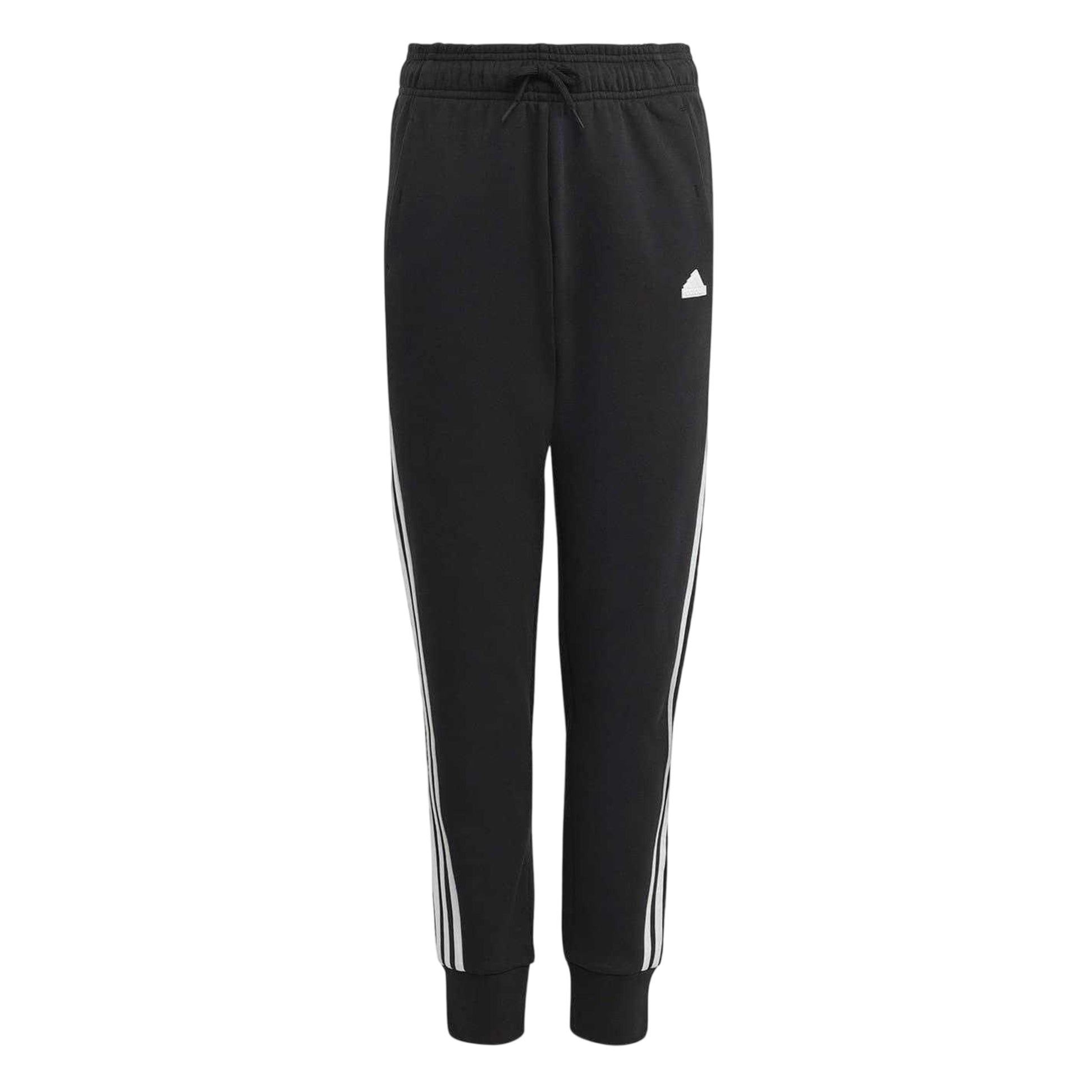 Black-White - Front - Adidas Childrens-Kids Side Stripe Regular Joggers