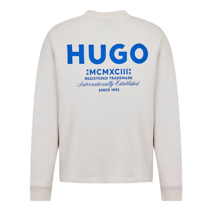 White-Blue - Back - Hugo Mens Logo Sweatshirt