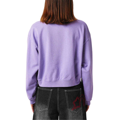 Violet - Back - Wellness Womens-Ladies Crew Neck Crop Sweatshirt