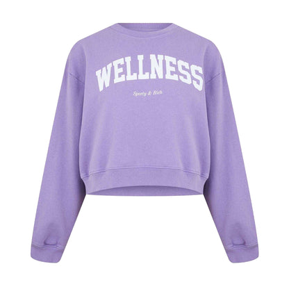 Violet - Front - Wellness Womens-Ladies Crew Neck Crop Sweatshirt