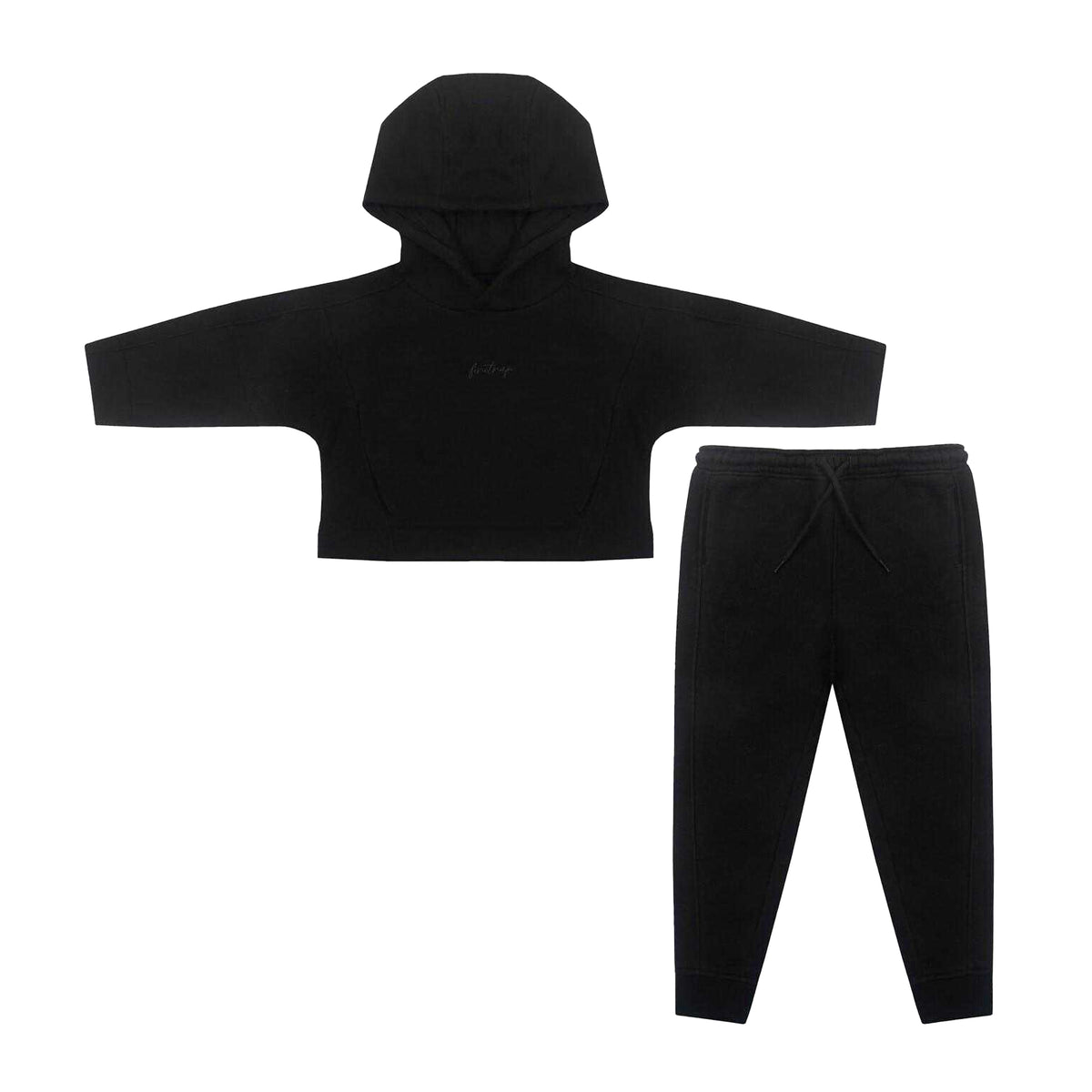 Black - Front - Firetrap Girls Cotton Blend Hoodie And Joggers Set (Pack of 2)