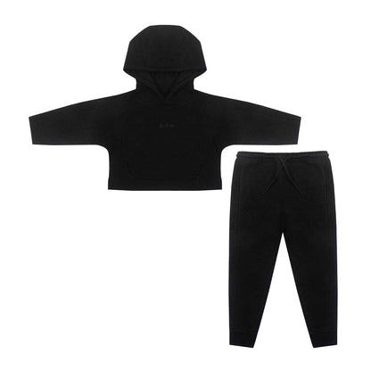Black - Front - Firetrap Girls Cotton Blend Hoodie And Joggers Set (Pack of 2)