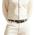 Black - Side - Ted Baker Woven Leather Trim Belt