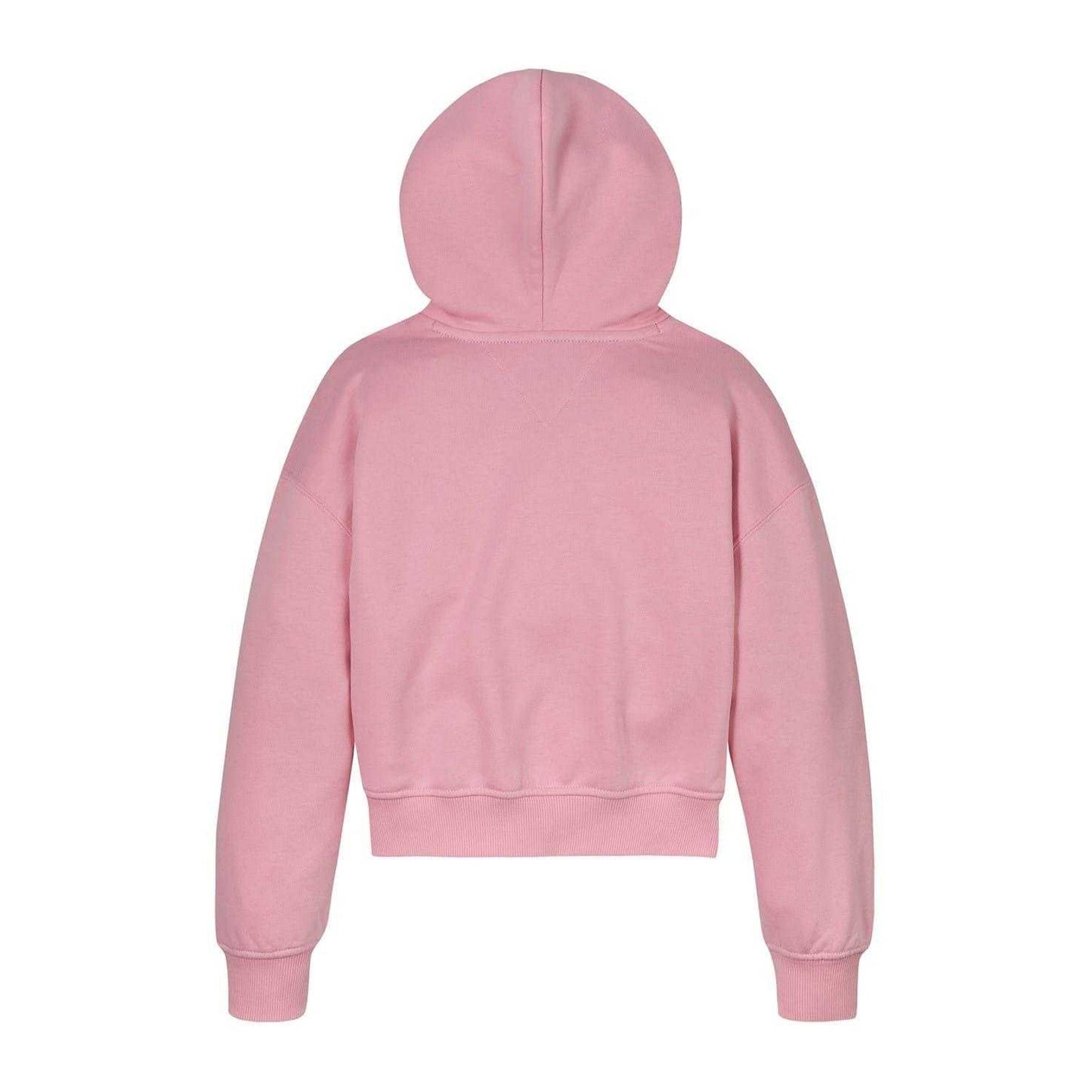 Pink - Back - Tommy Hilfiger Girls New York Hooded Relaxed Fit Crop Sweatshirt