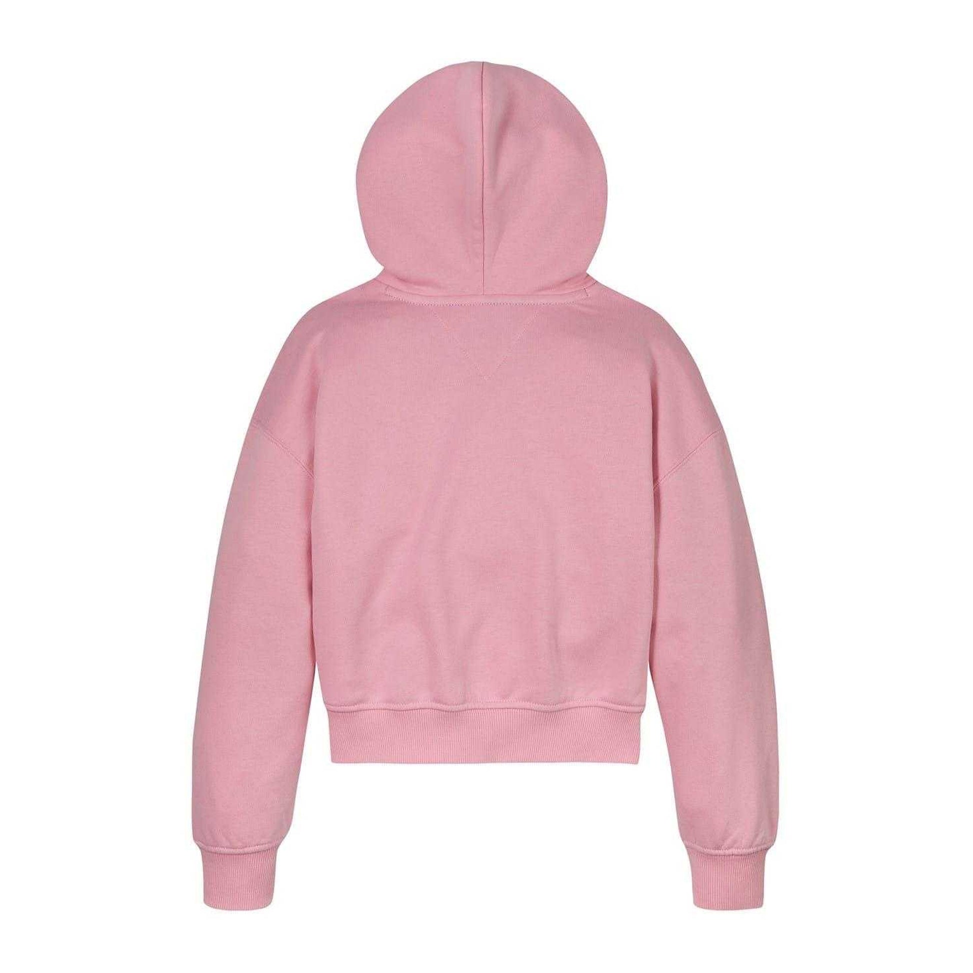 Pink - Back - Tommy Hilfiger Girls New York Hooded Relaxed Fit Crop Sweatshirt