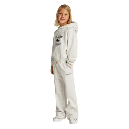 White-Heather Marl - Side - Tommy Hilfiger Girls Flag Drawstring Hoodie