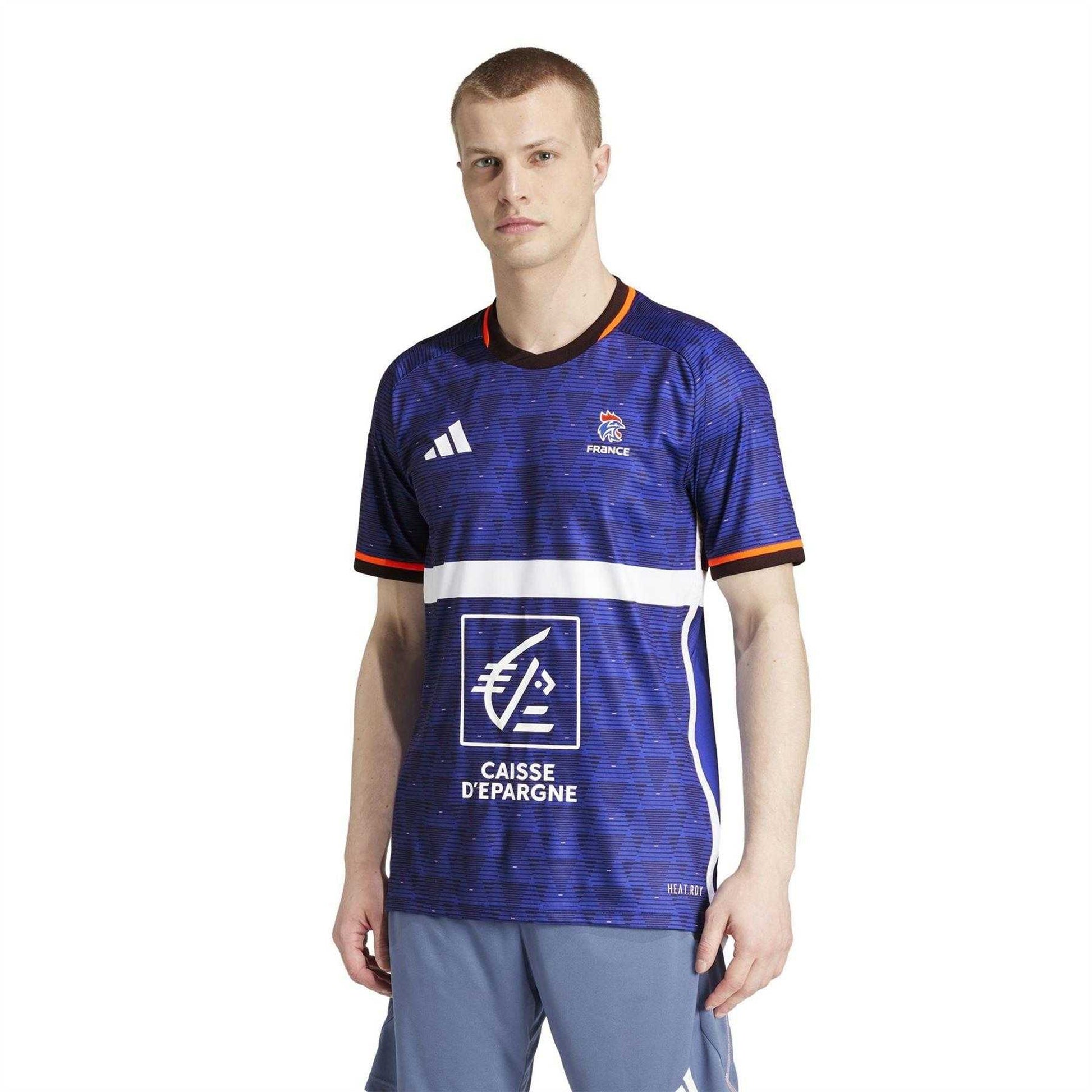 Lucid Blue - Side - Adidas Mens France Short-Sleeved Handball Jersey