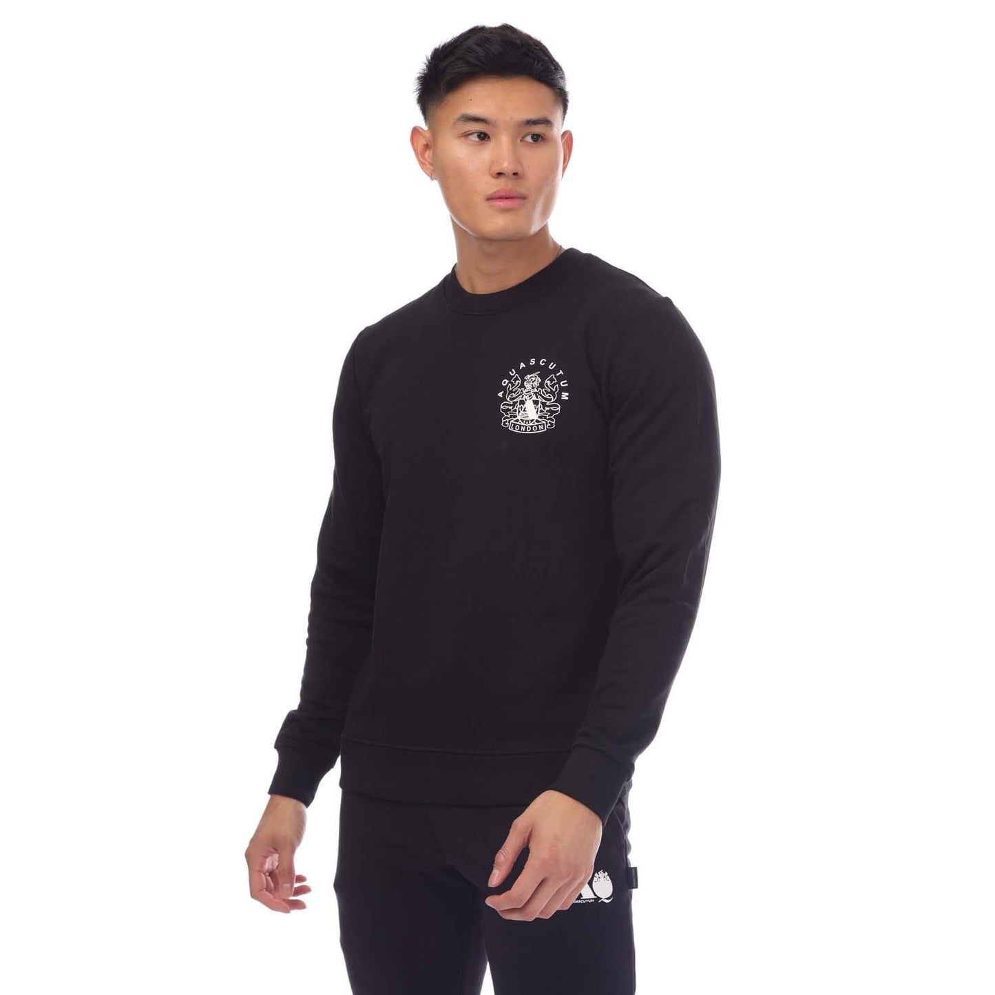 Black - Front - Aquascutum Mens Round Neck Sweatshirt