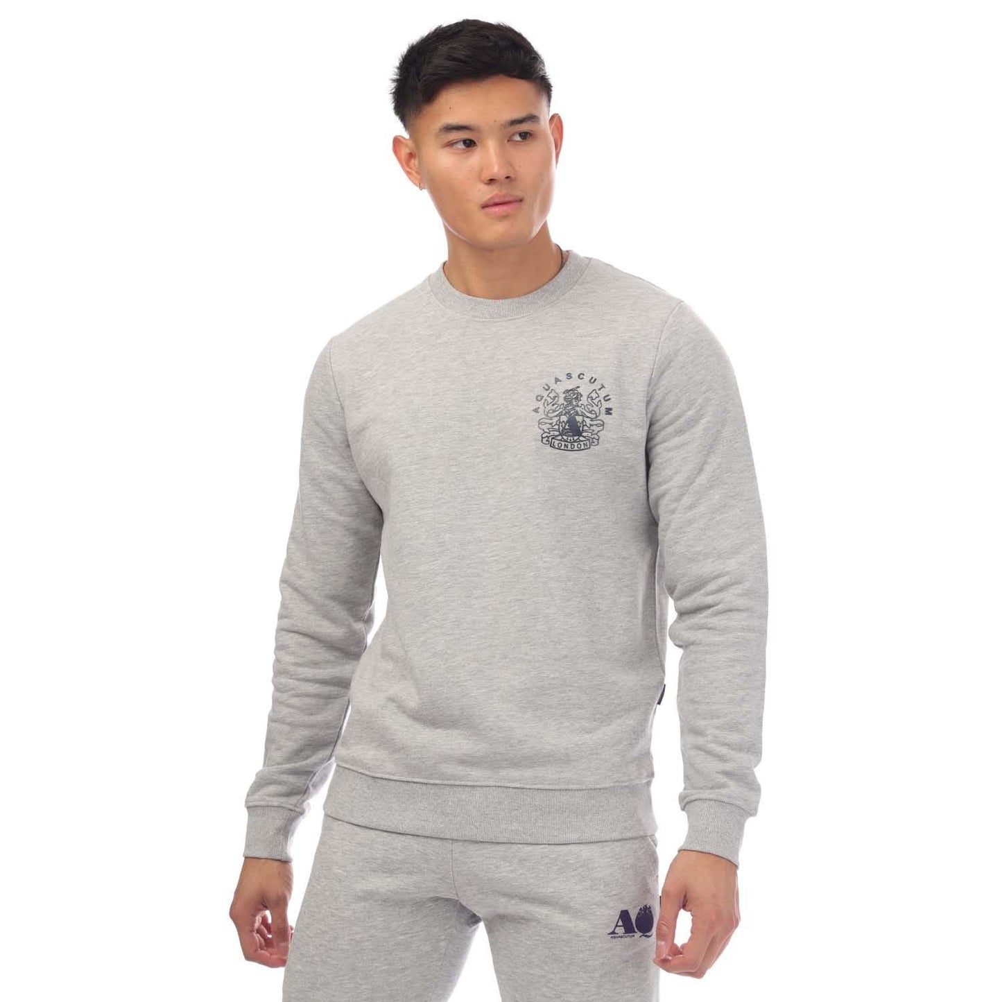 Grey - Front - Aquascutum Mens Round Neck Sweatshirt