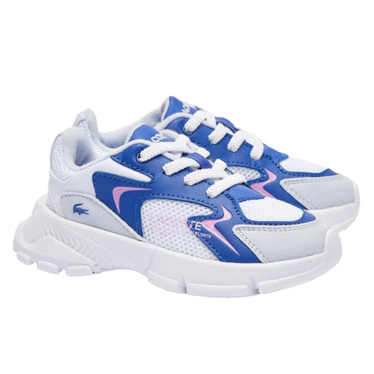 Light Blue - Pack Shot - Lacoste Childrens-Kids L003 Neo Suede Trainers