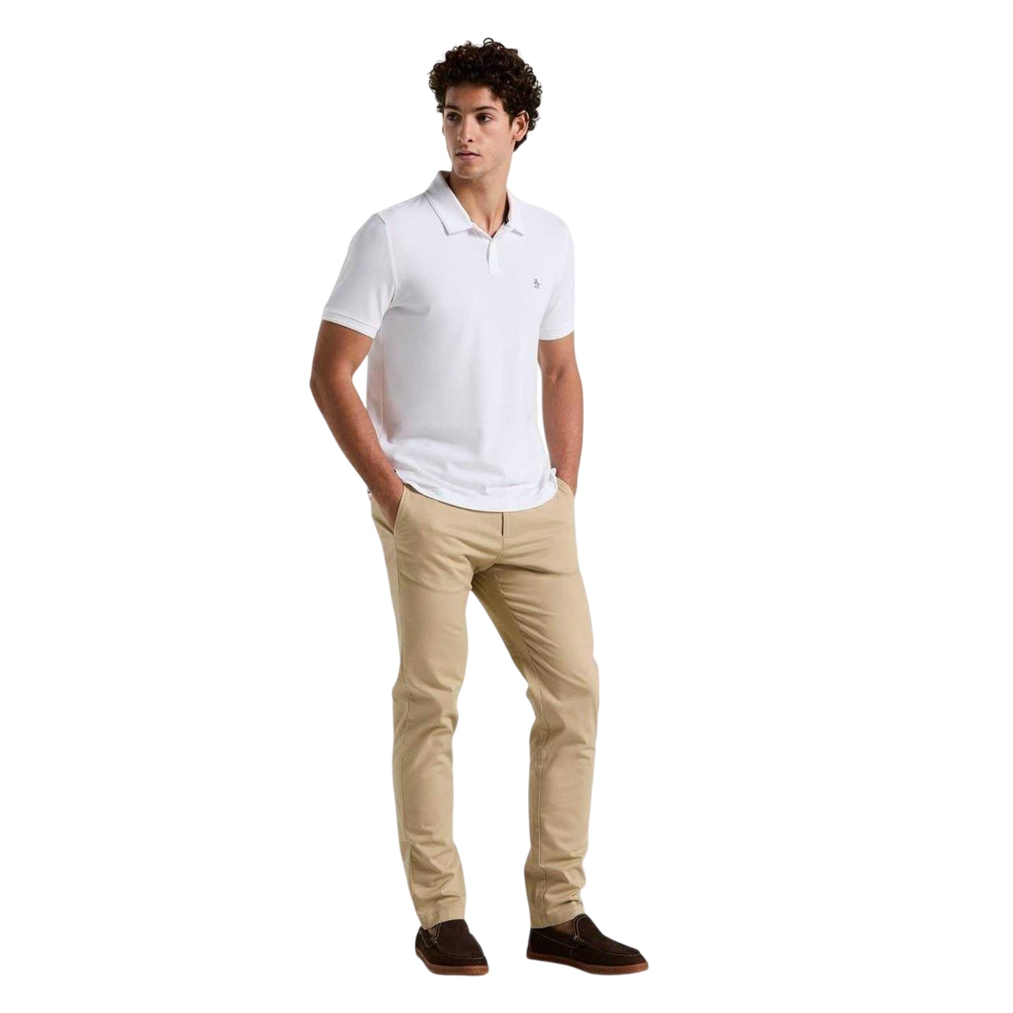 Bright White - Side - Original Penguin Mens Daddy Polo Shirt