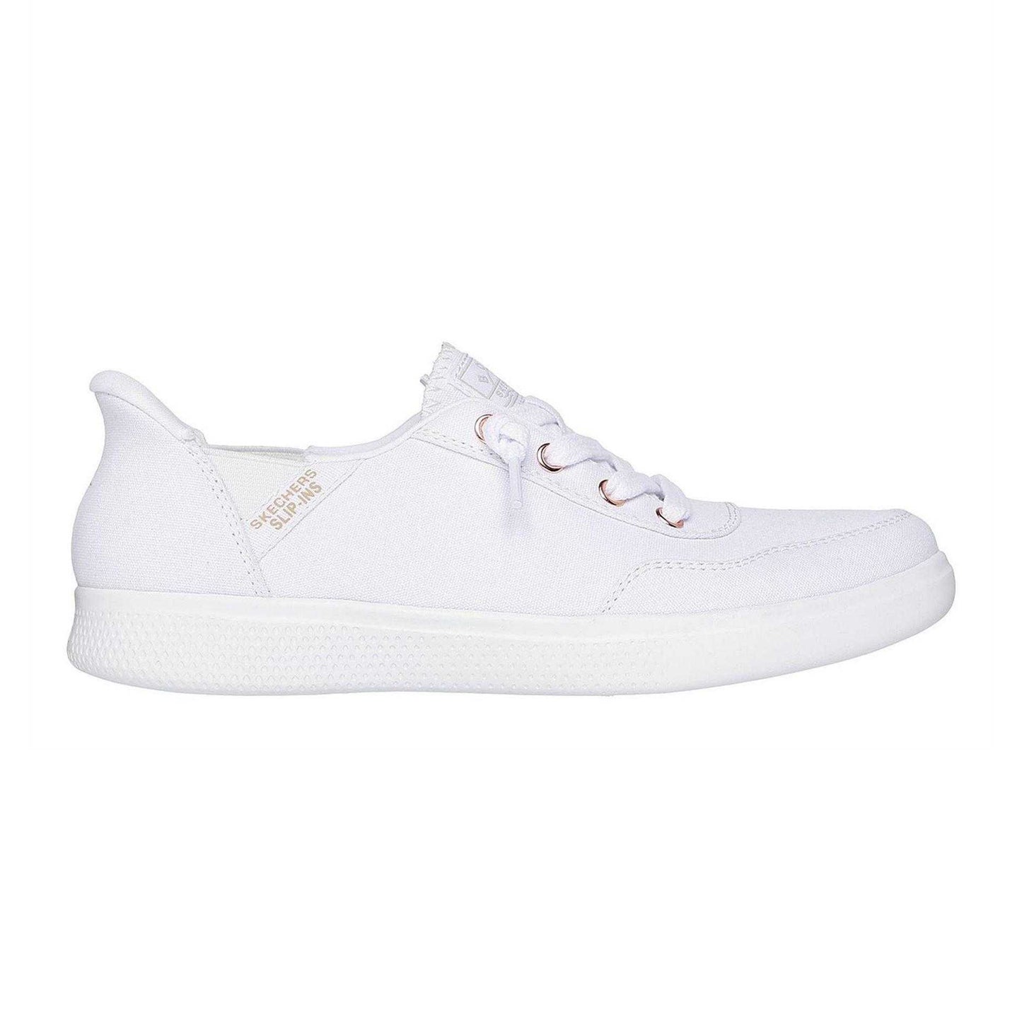 White - Side - Skechers Womens-Ladies Bobs Slip-In Trainers