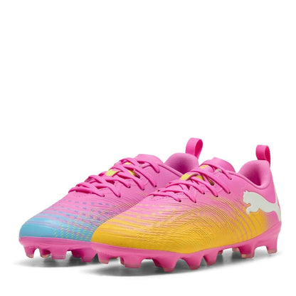 Pink - Front - Puma Childrens-Kids Future Textured Firm Ground Football Boots