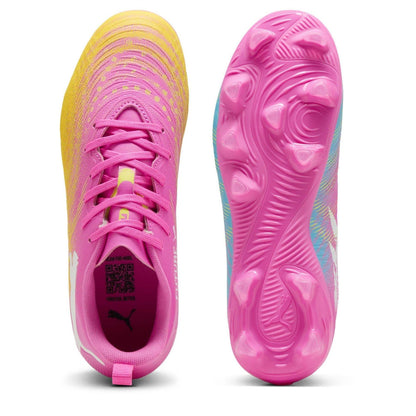 Pink - Side - Puma Childrens-Kids Future Textured Firm Ground Football Boots
