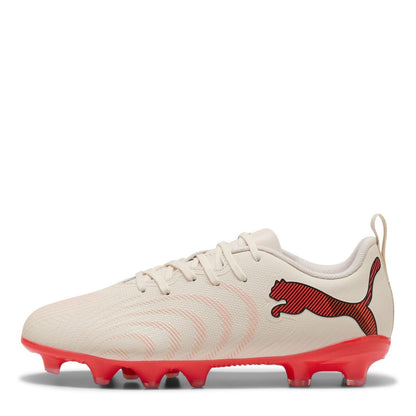 Almond-Red - Back - Puma Childrens-Kids Future Textured Firm Ground Football Boots
