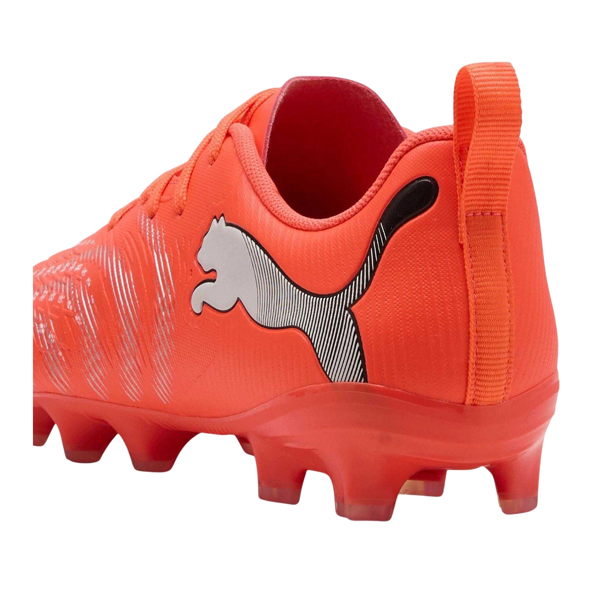 Red-Silver - Back - Puma Childrens-Kids Future Textured Firm Ground Football Boots