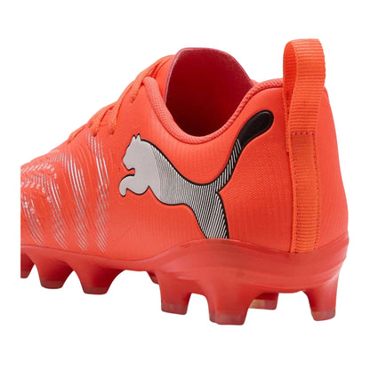 Red-Silver - Back - Puma Childrens-Kids Future Textured Firm Ground Football Boots