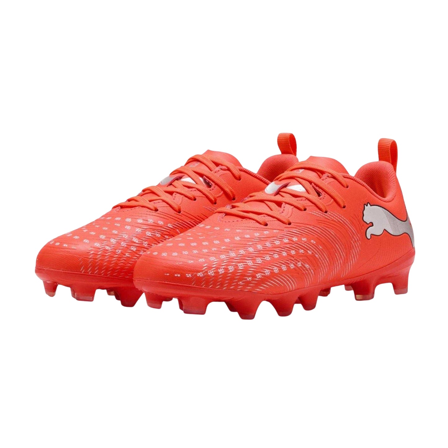 Red-Silver - Side - Puma Childrens-Kids Future Textured Firm Ground Football Boots