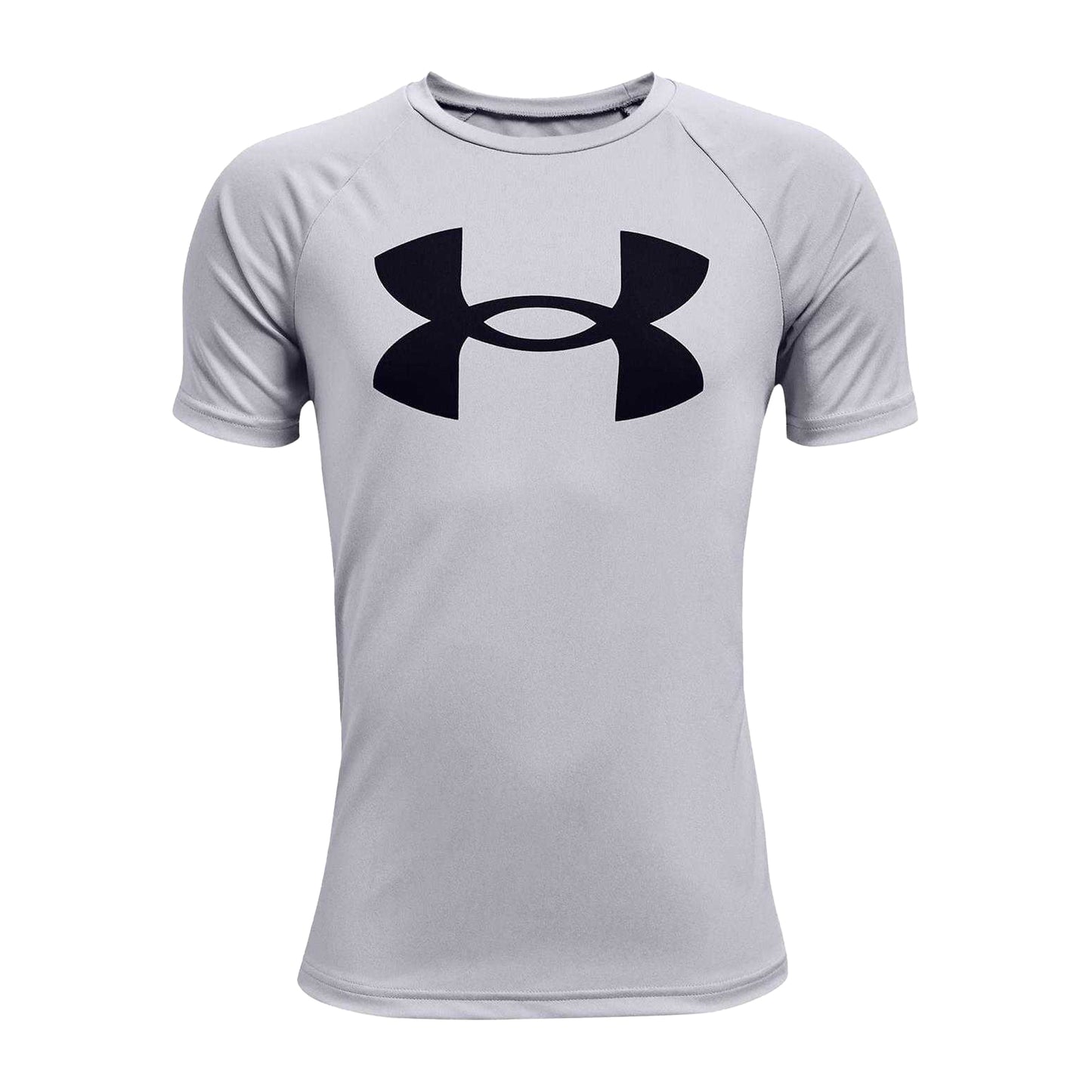 Grey-Black - Front - Under Armour Boys Tech Big Logo Loose T-Shirt