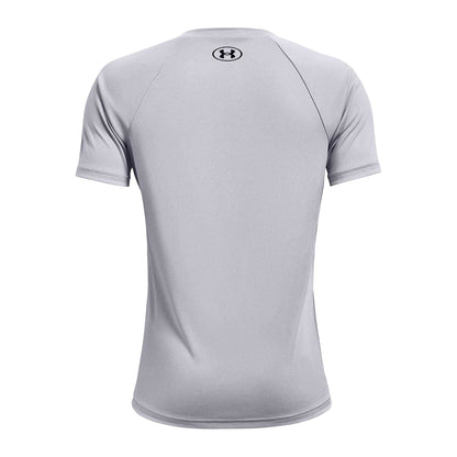 Grey-Black - Back - Under Armour Boys Tech Big Logo Loose T-Shirt
