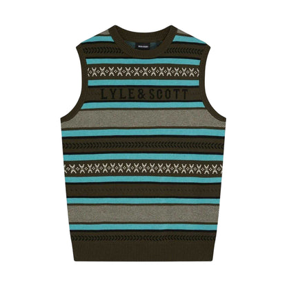 Olive - Front - Lyle & Scott Mens Knitted Regular Vest Top
