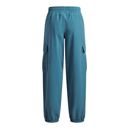 Blue-White - Back - Under Armour Childrens-Kids Rival Fleece Cargo Jogging Bottoms
