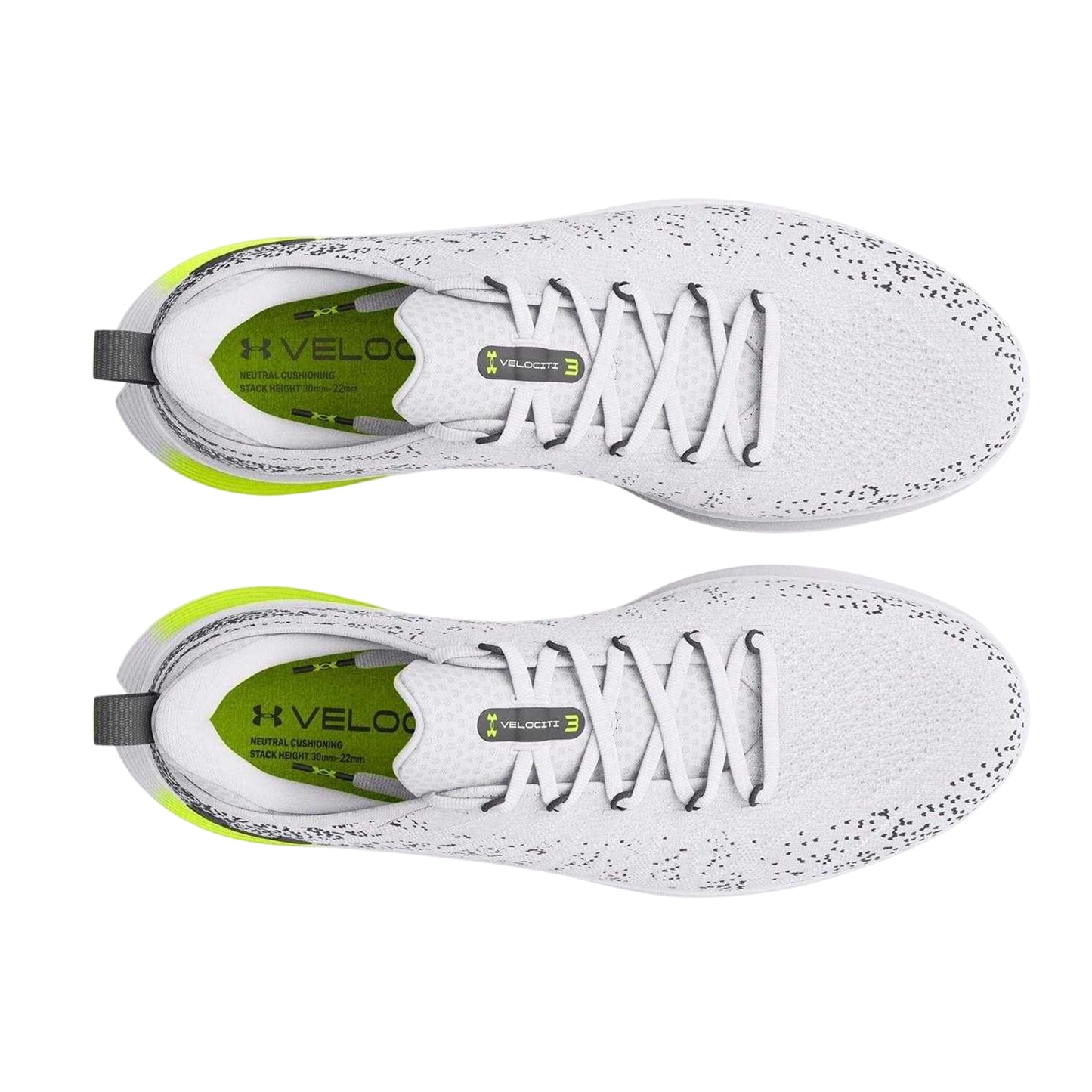 White-Yellow - Side - Under Armour Womens-Ladies Velociti 3 Running Shoes