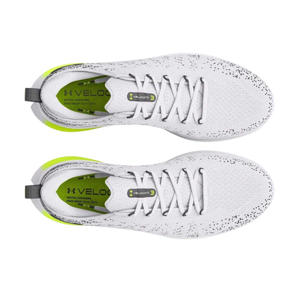 White-Yellow - Side - Under Armour Womens-Ladies Velociti 3 Running Shoes