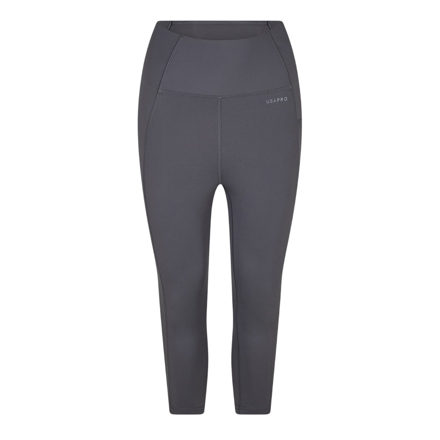 Charcoal - Front - USA Pro Womens-Ladies Cropped Leggings
