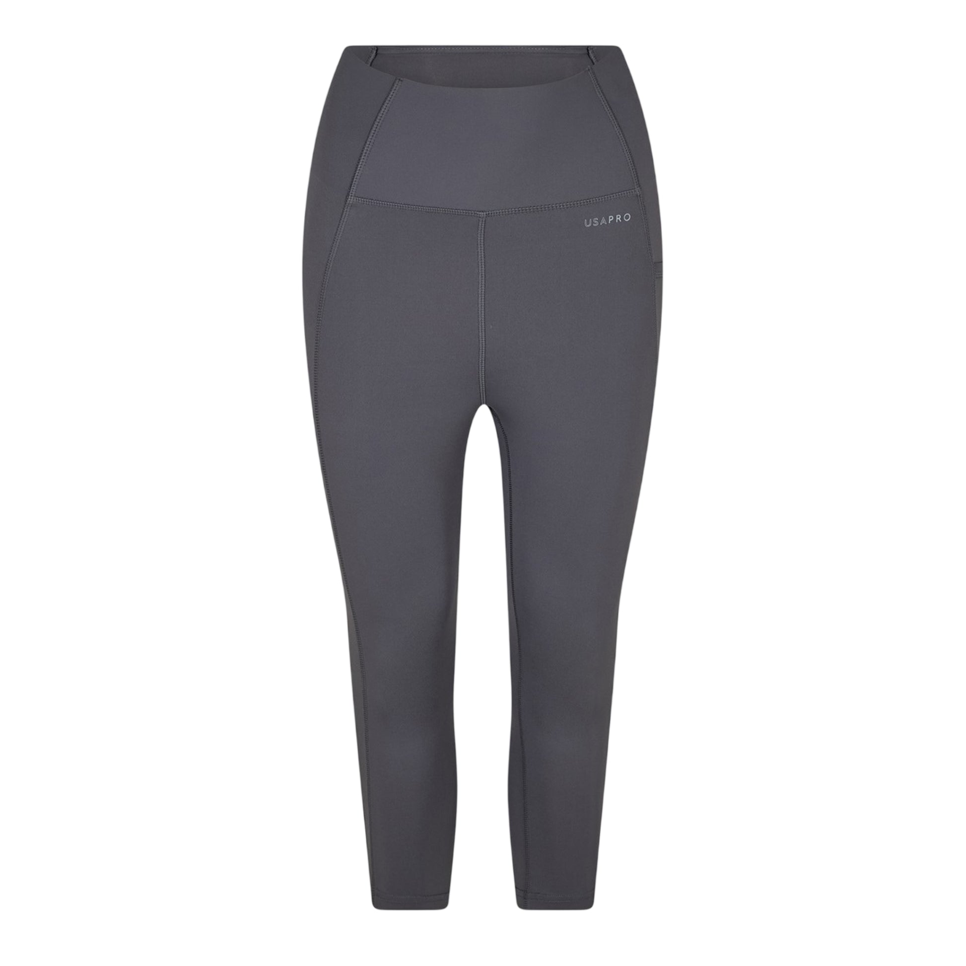 Charcoal - Front - USA Pro Womens-Ladies Cropped Leggings
