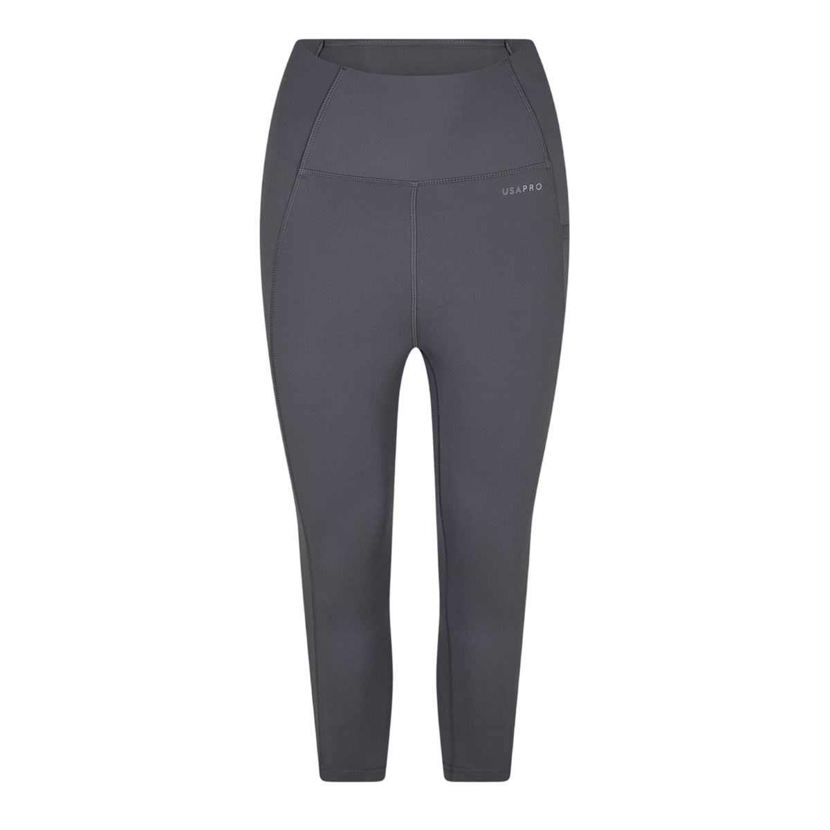 Charcoal - Front - USA Pro Womens-Ladies Cropped Leggings