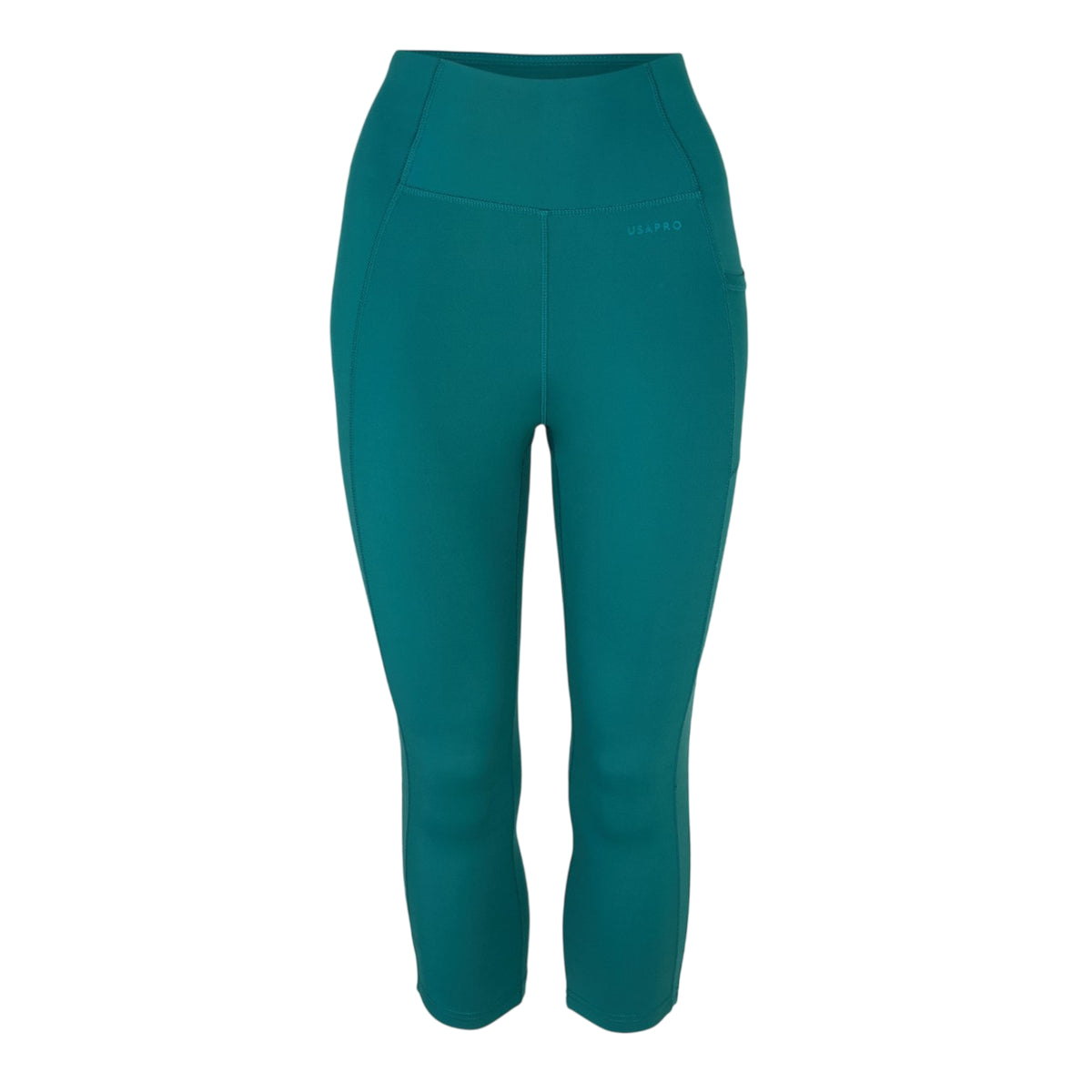 Teal - Front - USA Pro Womens-Ladies Cropped Leggings