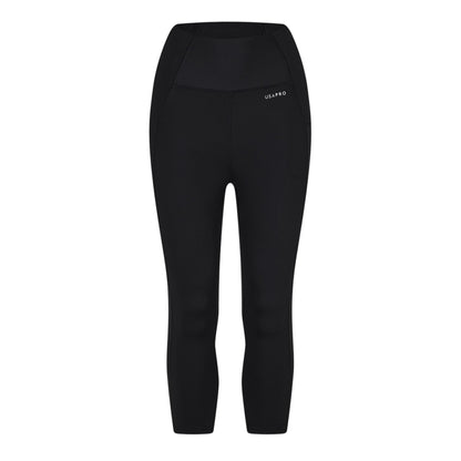 Black - Front - USA Pro Womens-Ladies Cropped Leggings