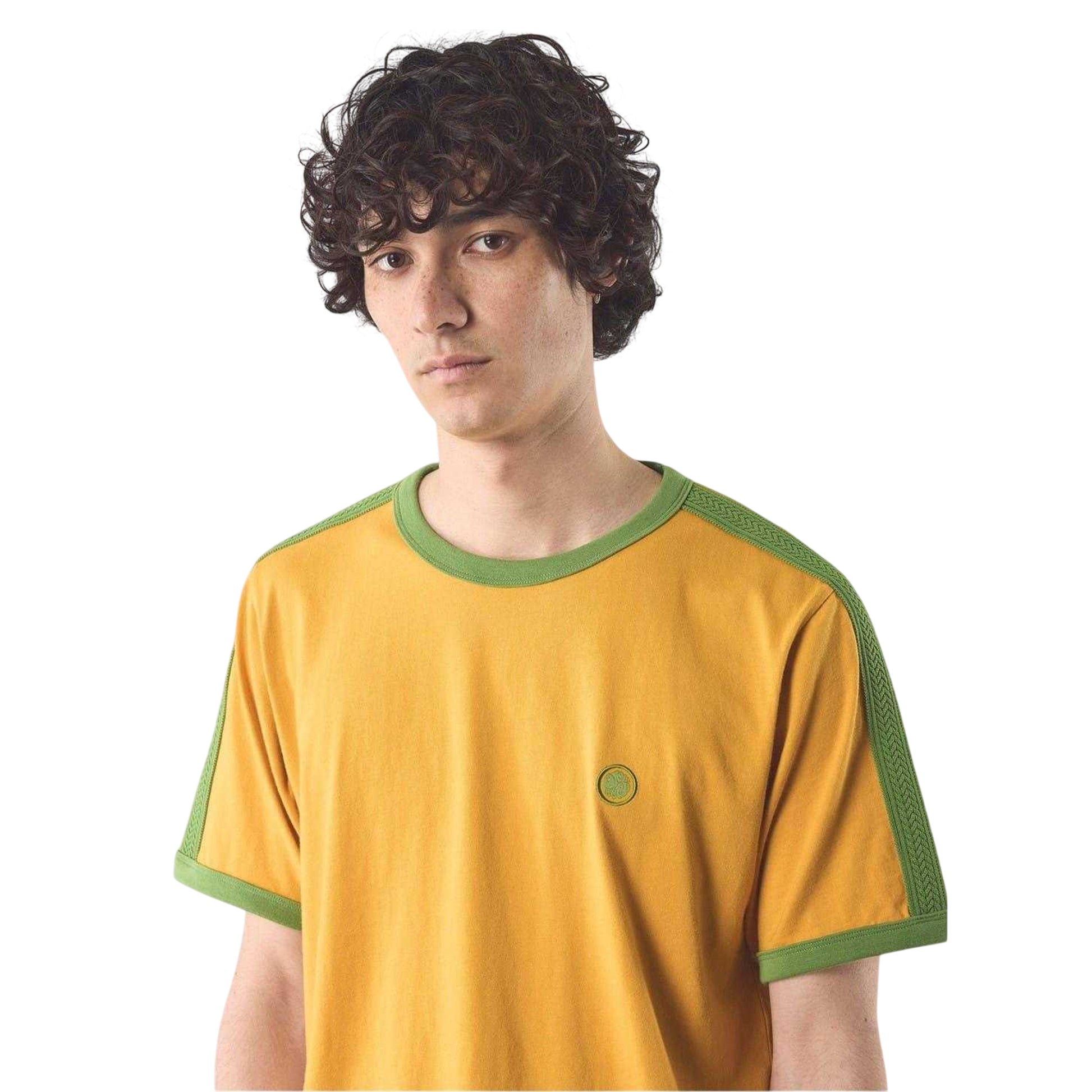 Yellow - Side - Pretty Green Mens Denton Cotton Regular T-Shirt