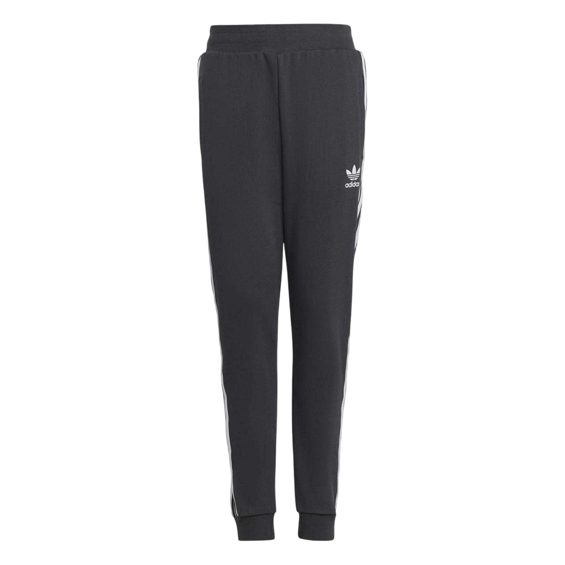 Grey - Front - Adidas Childrens-Kids Originals Cotton Blend 3 Stripes Regular Joggers