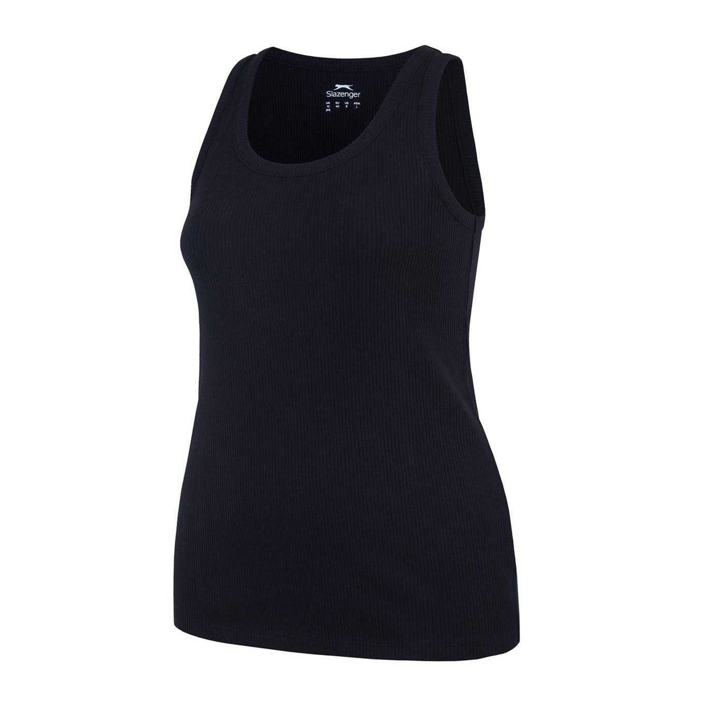 Black - Side - Slazenger Womens-Ladies Logo Cotton Vest Top