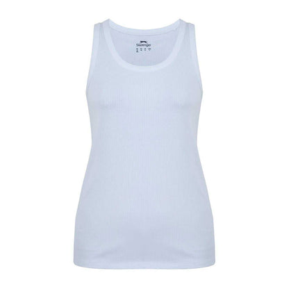 White - Front - Slazenger Womens-Ladies Logo Cotton Vest Top
