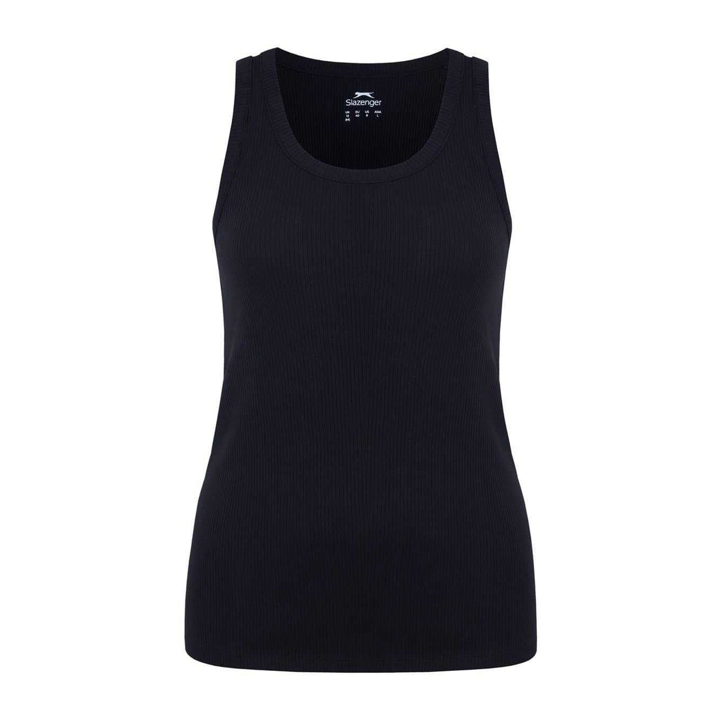 Black - Front - Slazenger Womens-Ladies Logo Cotton Vest Top