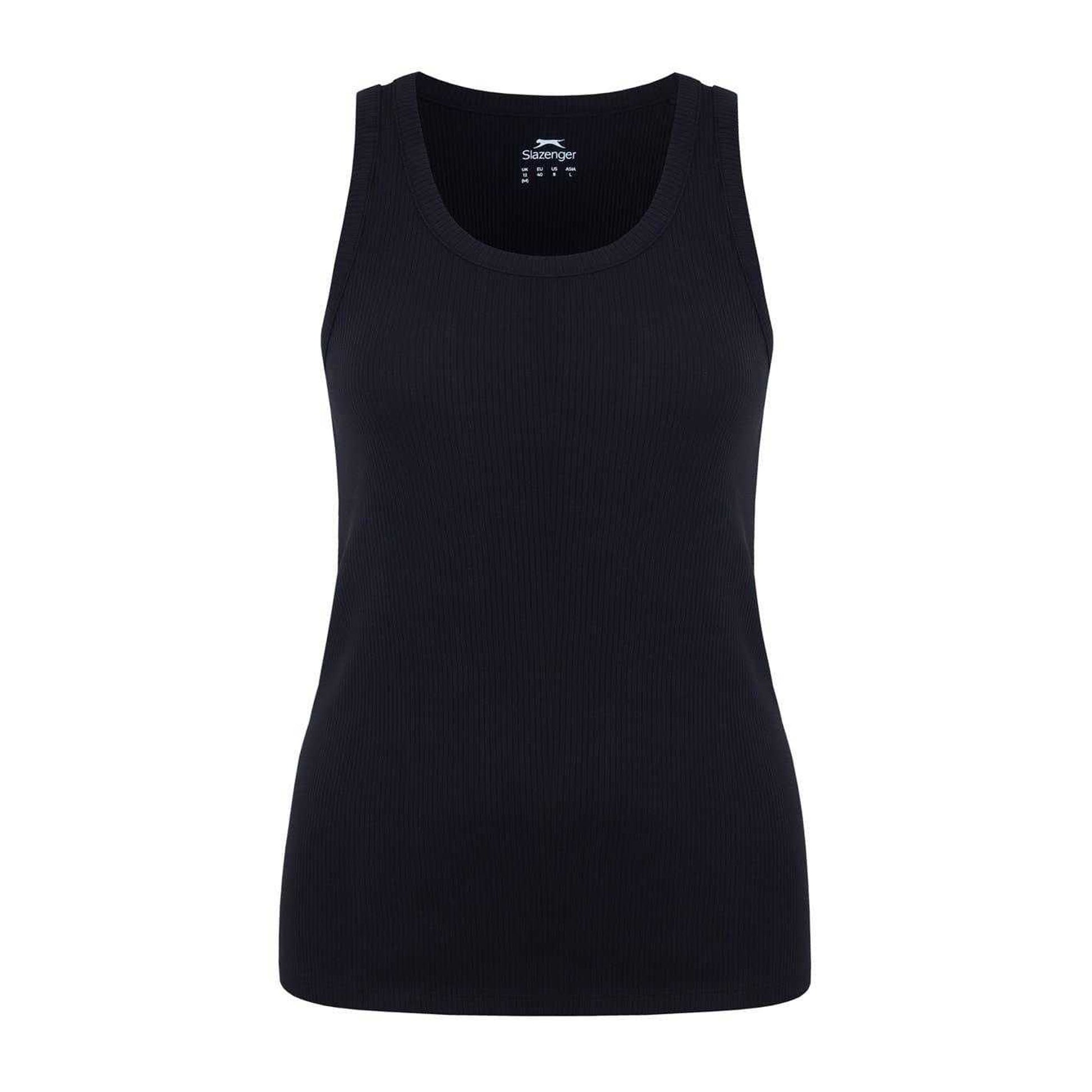 Black - Front - Slazenger Womens-Ladies Logo Cotton Vest Top