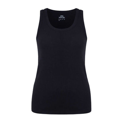 Black - Front - Slazenger Womens-Ladies Logo Cotton Vest Top