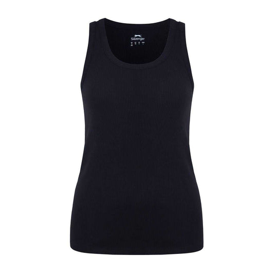 Black - Front - Slazenger Womens-Ladies Logo Cotton Vest Top