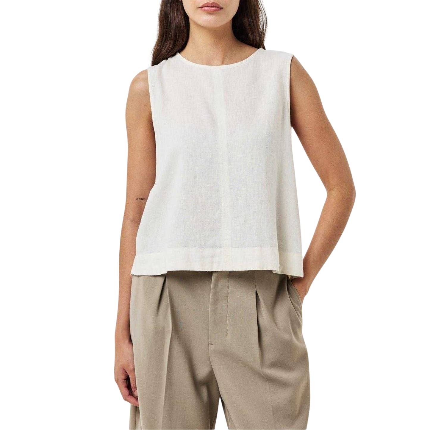 Cream - Side - Nobody´s Child Womens-Ladies Linen Blend Vest Top