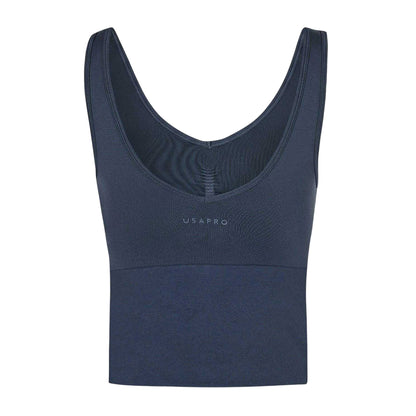 Navy - Back - USA Womens-Ladies Nylon Sleeveless Vest Top