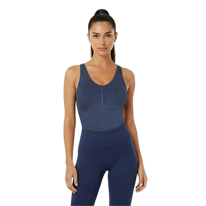 Navy - Side - USA Womens-Ladies Nylon Sleeveless Vest Top