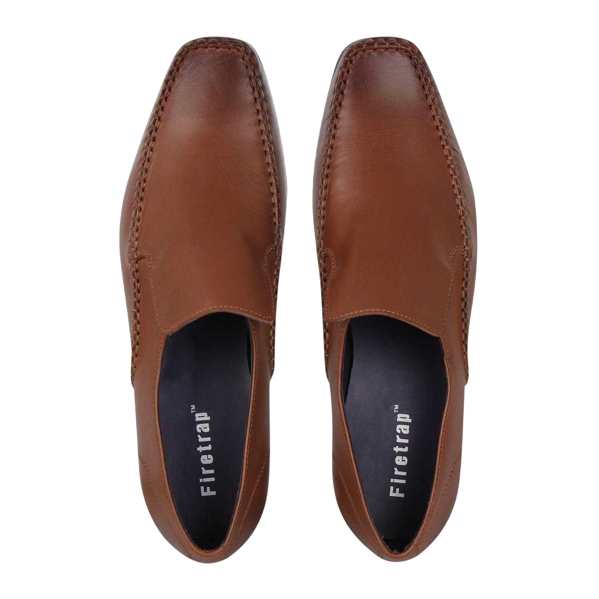 Brown - Pack Shot - Firetrap Mens Hampton Leather Shoes