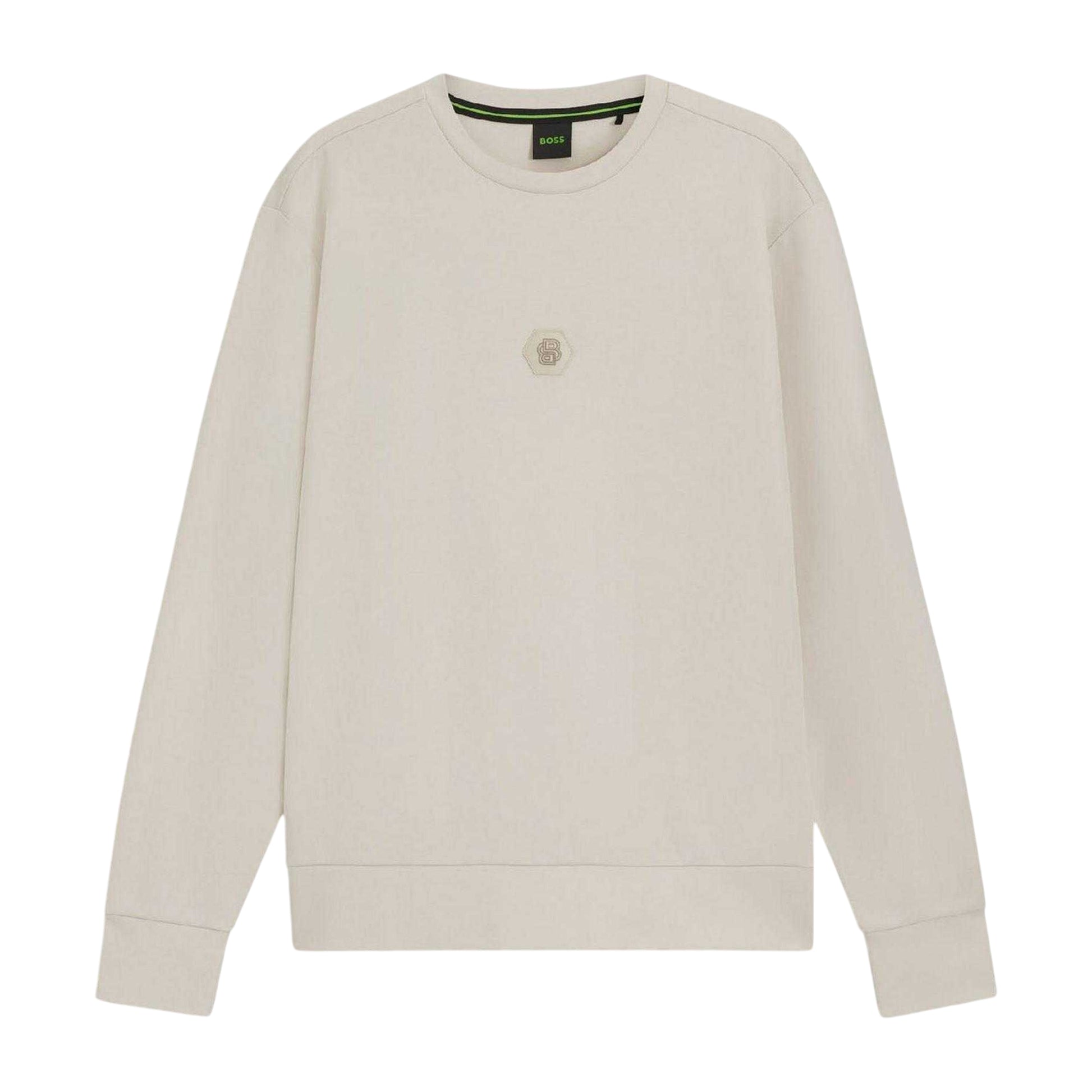 White - Front - Boss Mens CN Future Cotton Blend Sweatshirt