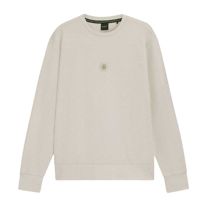 White - Front - Boss Mens CN Future Cotton Blend Sweatshirt