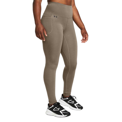 Taupe - Side - Under Armour Womens-Ladies Motion Leggings